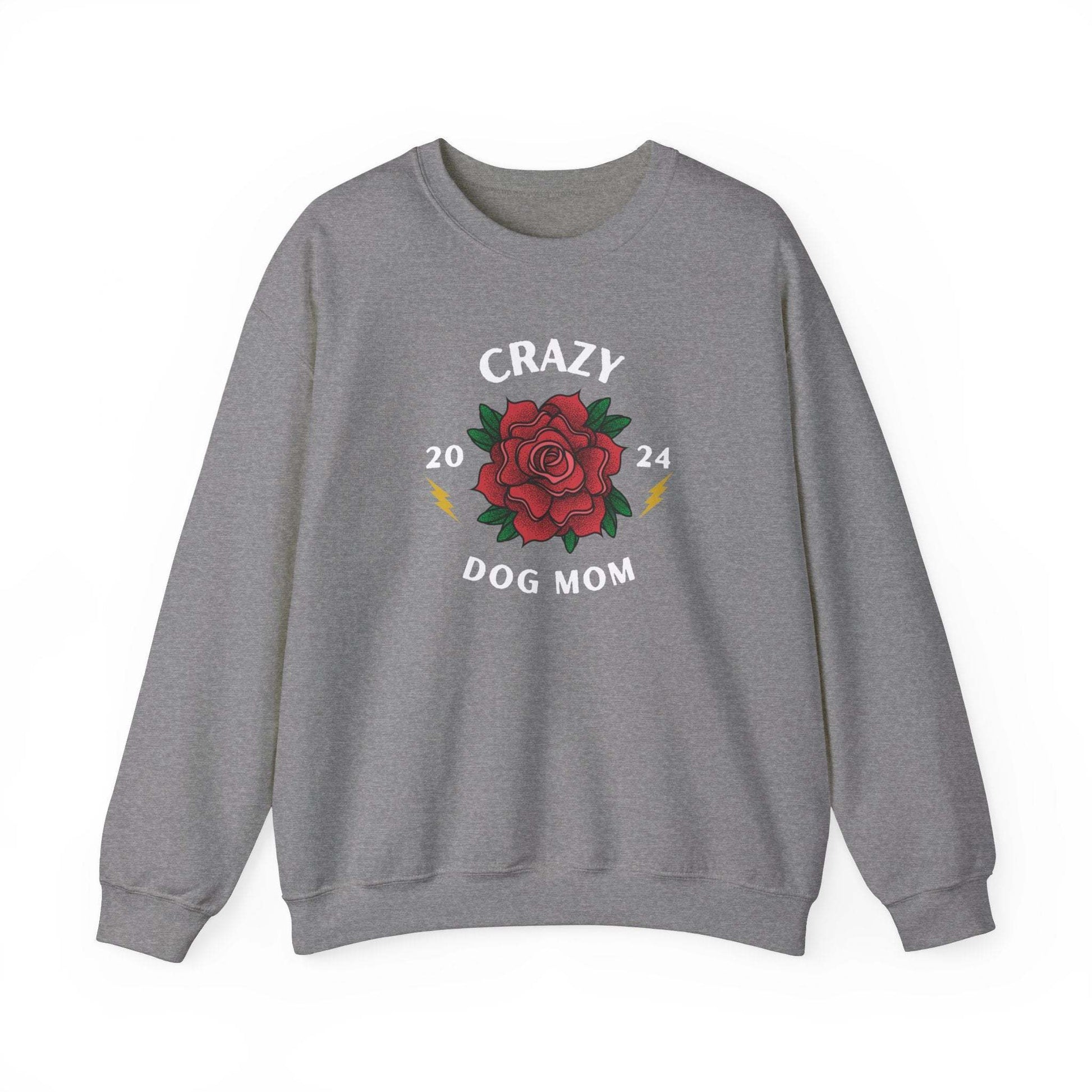 Crazy Dog Mom Sweatshirt, Light Grey