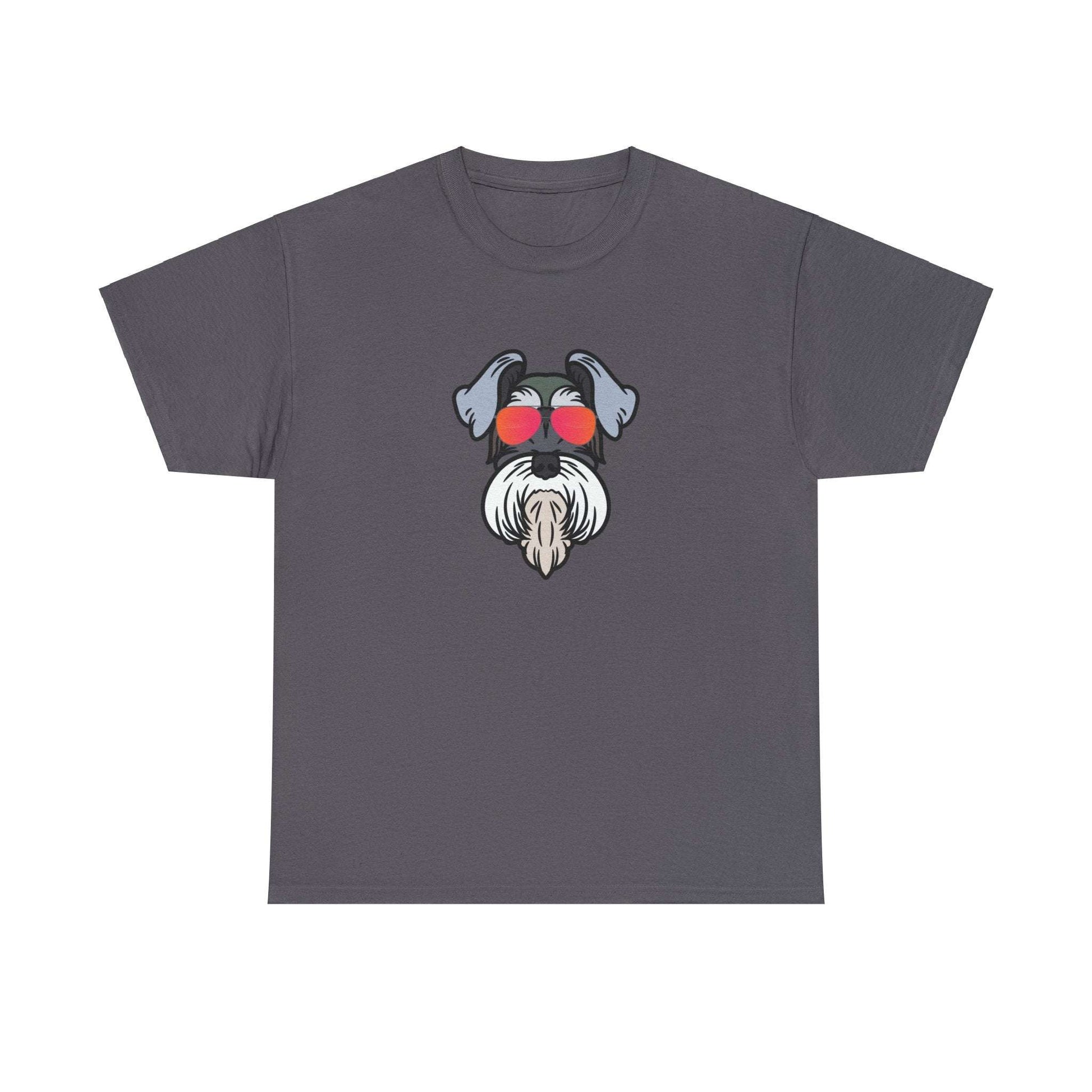 Fabulous Tee Shirts' 'Cool Schnauzer' grey t-shirt displayed to emphasize its superior quality.