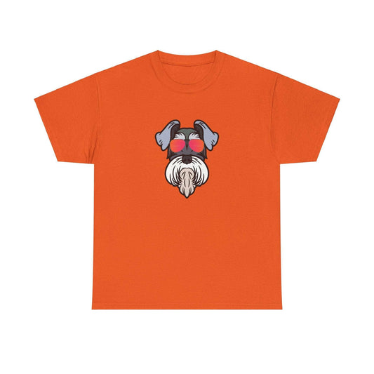 Fabulous Tee Shirts' 'Cool Schnauzer' orange t-shirt displayed to emphasize its superior quality.