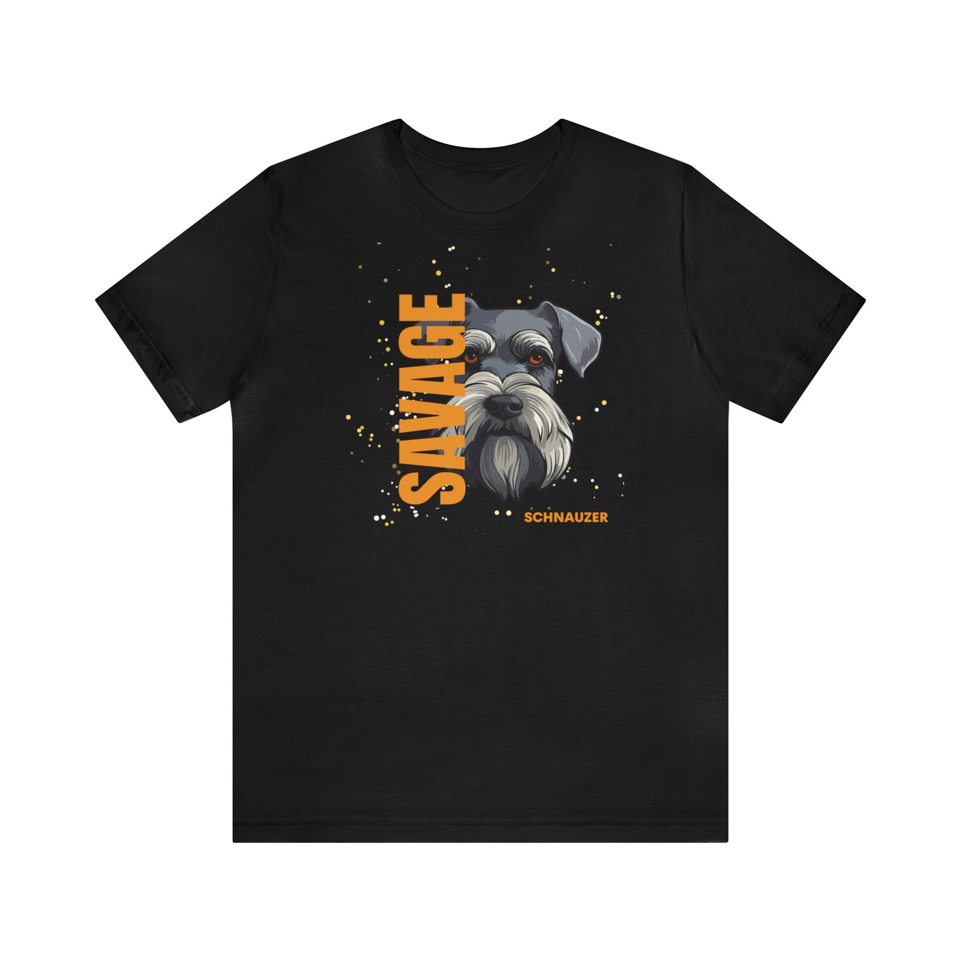 Fabulous Tee Shirts' 'Savage Schnauzer' black t-shirt displayed to emphasize its superior quality.