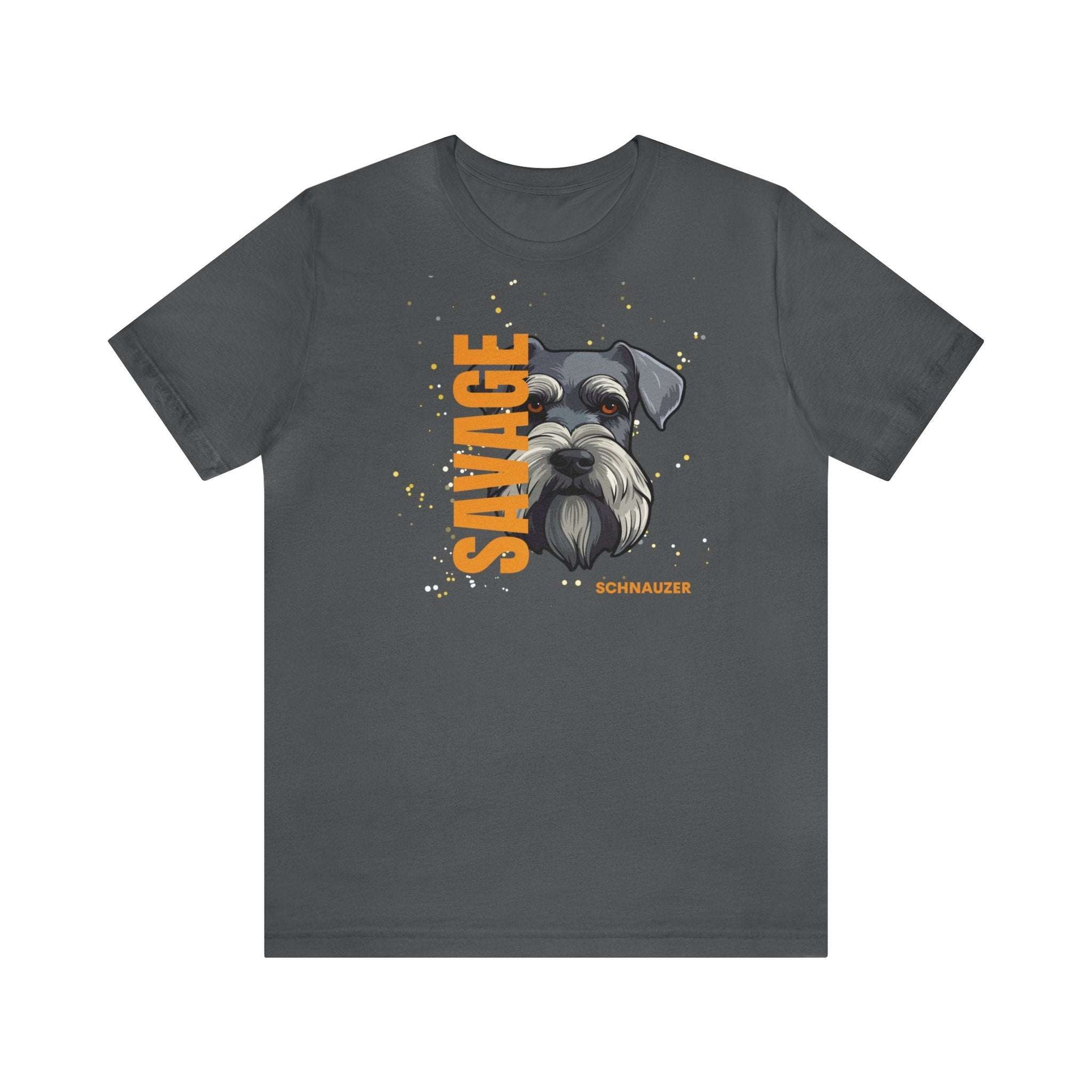 Fabulous Tee Shirts' 'Savage Schnauzer' grey t-shirt displayed to emphasize its superior quality.